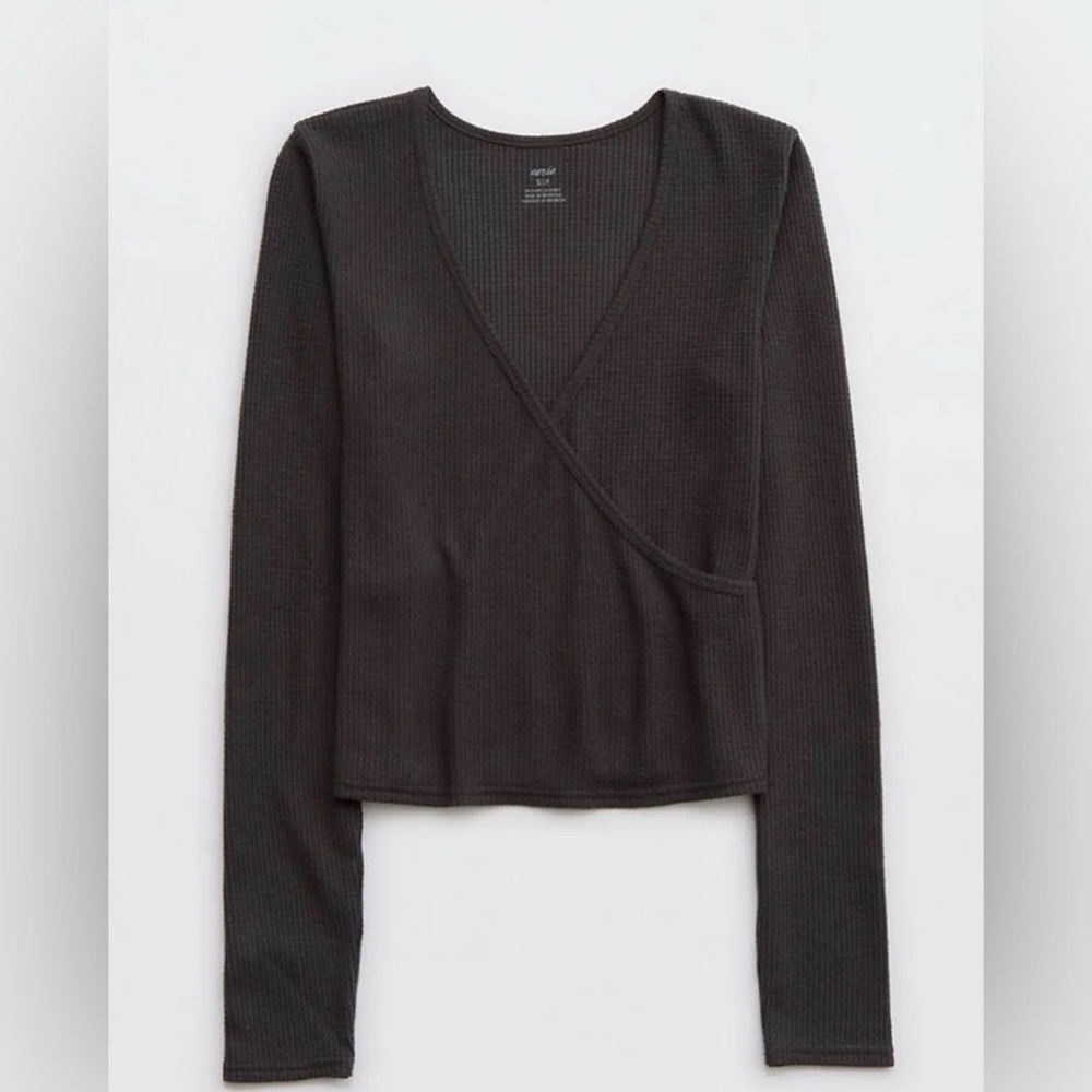 Aerie Waffle Knit Wrap Top